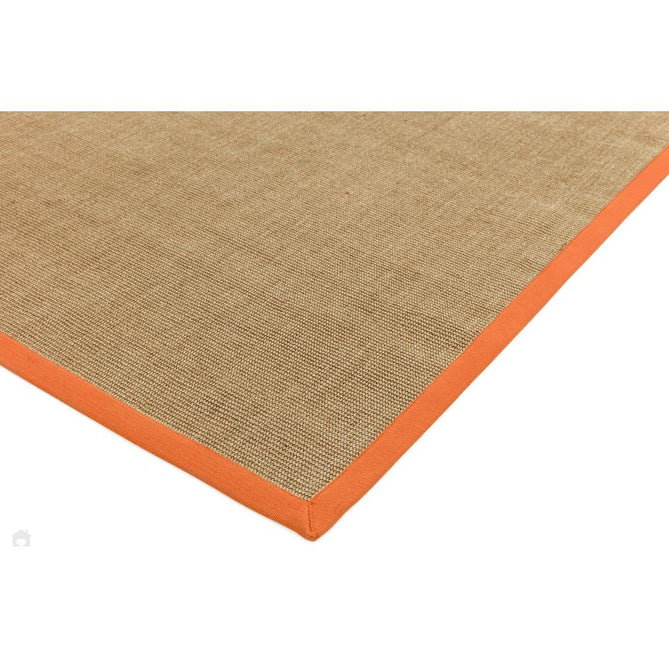 Sisal Cotton Border Plain Natural Fibre Ribbed Textured Flatweave Linen/Orange Runner-Asiatic Carpets-Rug Love - The Most Loved Rug Store