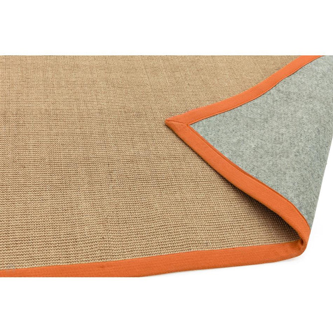 Sisal Cotton Border Plain Natural Fibre Ribbed Textured Flatweave Linen/Orange Runner-Asiatic Carpets-Rug Love - The Most Loved Rug Store