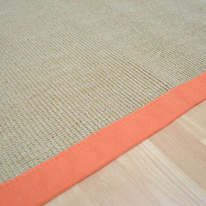 Sisal Cotton Border Plain Natural Fibre Ribbed Textured Flatweave Linen/Orange Runner-Asiatic Carpets-Rug Love - The Most Loved Rug Store