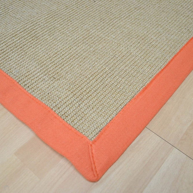 Sisal Cotton Border Plain Natural Fibre Ribbed Textured Flatweave Linen/Orange Runner-Asiatic Carpets-Rug Love - The Most Loved Rug Store