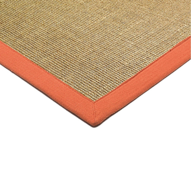 Sisal Cotton Border Plain Natural Fibre Ribbed Textured Flatweave Linen/Orange Runner-Asiatic Carpets-Rug Love - The Most Loved Rug Store