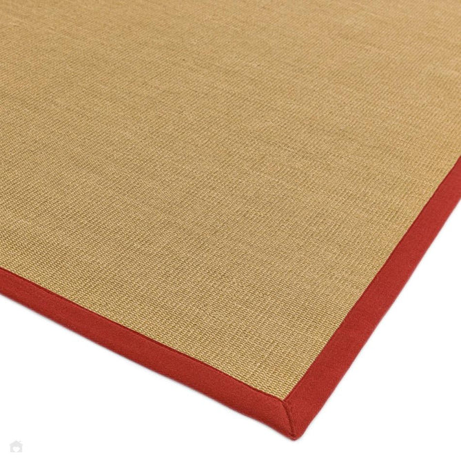 Sisal Cotton Border Plain Natural Fibre Ribbed Textured Flatweave Linen/Red Runner-Asiatic Carpets-Rug Love - The Most Loved Rug Store