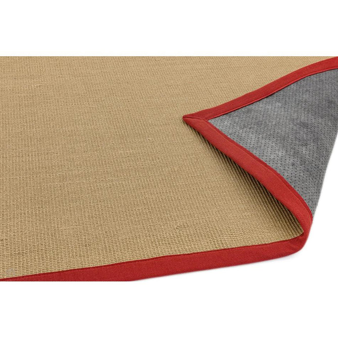 Sisal Cotton Border Plain Natural Fibre Ribbed Textured Flatweave Linen/Red Runner-Asiatic Carpets-Rug Love - The Most Loved Rug Store