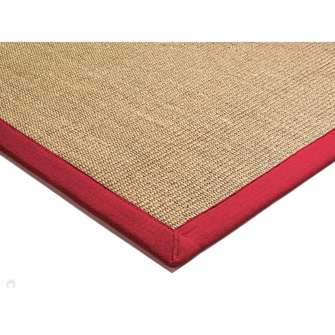 Sisal Cotton Border Plain Natural Fibre Ribbed Textured Flatweave Linen/Red Runner-Asiatic Carpets-Rug Love - The Most Loved Rug Store