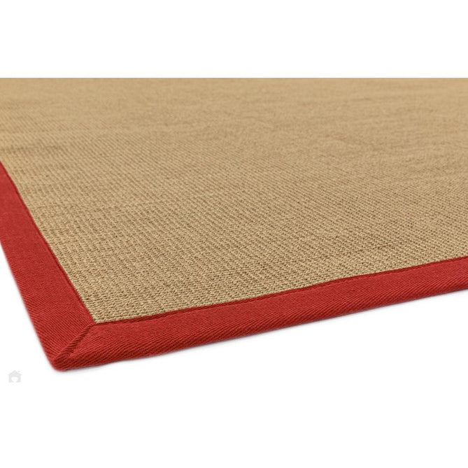 Sisal Cotton Border Plain Natural Fibre Ribbed Textured Flatweave Linen/Red Runner-Asiatic Carpets-Rug Love - The Most Loved Rug Store