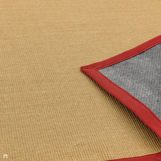 Sisal Cotton Border Plain Natural Fibre Ribbed Textured Flatweave Linen/Red Runner-Asiatic Carpets-Rug Love - The Most Loved Rug Store
