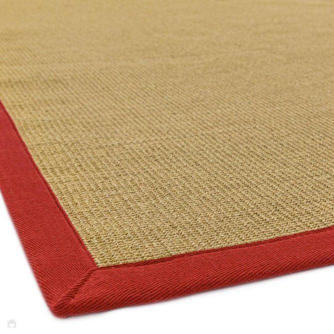 Sisal Cotton Border Plain Natural Fibre Ribbed Textured Flatweave Linen/Red Runner-Asiatic Carpets-Rug Love - The Most Loved Rug Store