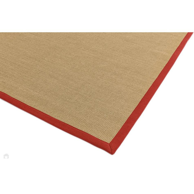 Sisal Cotton Border Plain Natural Fibre Ribbed Textured Flatweave Linen/Red Runner-Asiatic Carpets-Rug Love - The Most Loved Rug Store