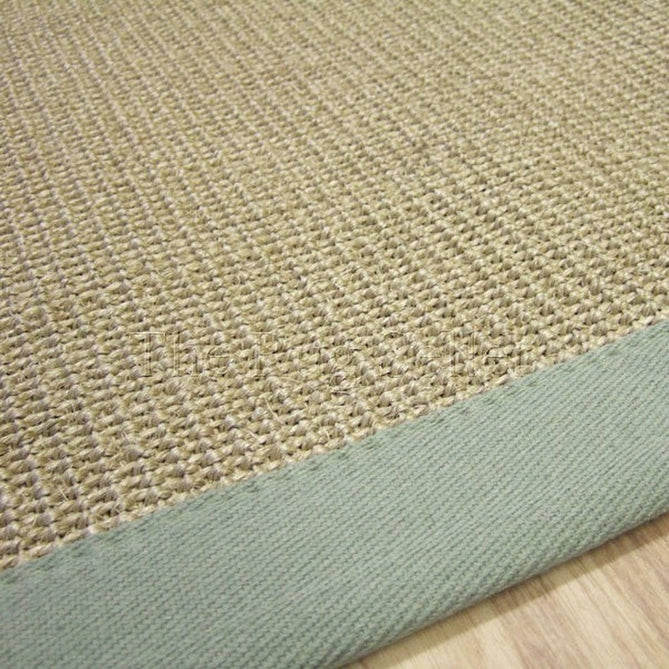 Sisal Cotton Border Plain Natural Fibre Ribbed Textured Flatweave Linen/Sage Runner-Asiatic Carpets-Rug Love - The Most Loved Rug Store