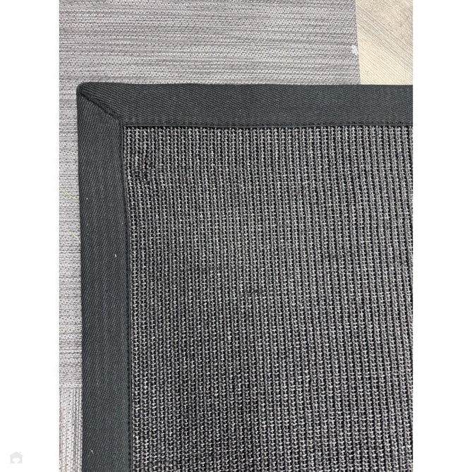Sisal Modern Plain Cotton Border Natural-Fibre Ribbed Textured Flatweave Black/Black Rug-Asiatic Carpets-Rug Love - The Most Loved Rug Store