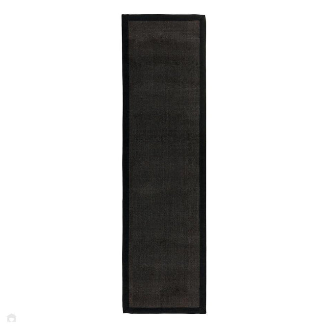 Sisal Modern Plain Cotton Border Natural-Fibre Ribbed Textured Flatweave Black/Black Rug-Asiatic Carpets-Rug Love - The Most Loved Rug Store