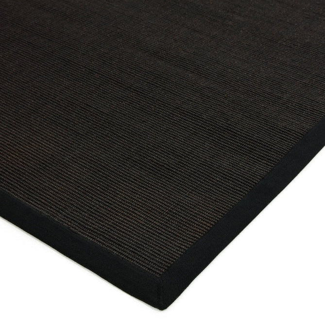 Sisal Modern Plain Cotton Border Natural-Fibre Ribbed Textured Flatweave Black/Black Runner-Asiatic Carpets-Rug Love - The Most Loved Rug Store