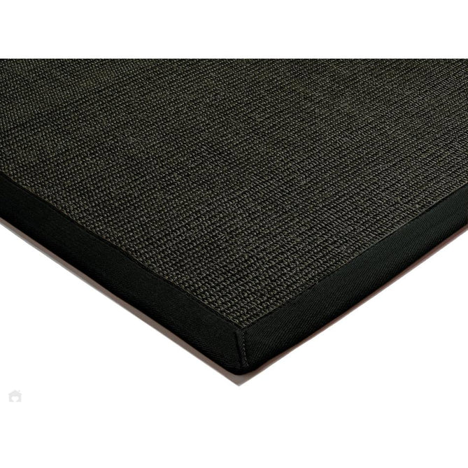 Sisal Modern Plain Cotton Border Natural-Fibre Ribbed Textured Flatweave Black/Black Runner-Asiatic Carpets-Rug Love - The Most Loved Rug Store