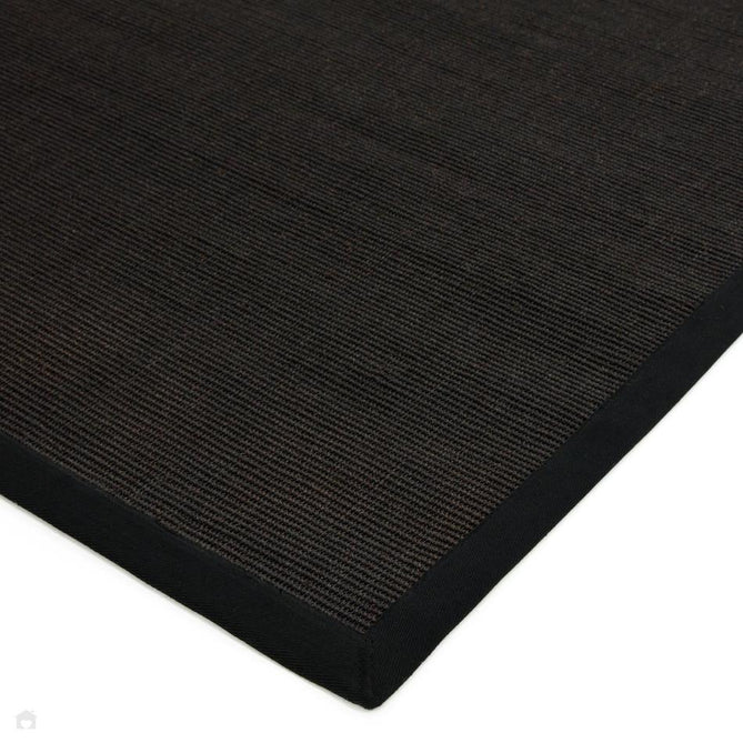Sisal Modern Plain Cotton Border Natural-Fibre Ribbed Textured Flatweave Black/Black Runner-Asiatic Carpets-Rug Love - The Most Loved Rug Store