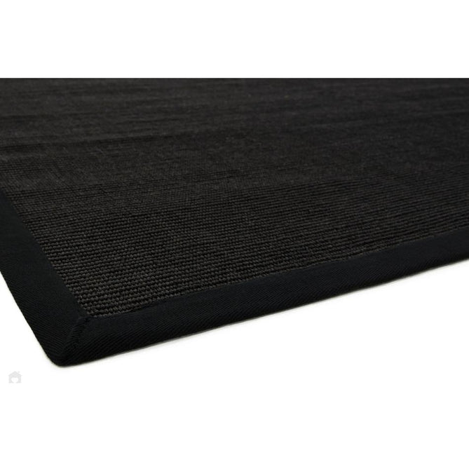 Sisal Modern Plain Cotton Border Natural-Fibre Ribbed Textured Flatweave Black/Black Runner-Asiatic Carpets-Rug Love - The Most Loved Rug Store