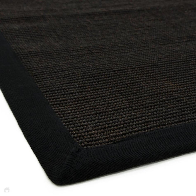 Sisal Modern Plain Cotton Border Natural-Fibre Ribbed Textured Flatweave Black/Black Runner-Asiatic Carpets-Rug Love - The Most Loved Rug Store