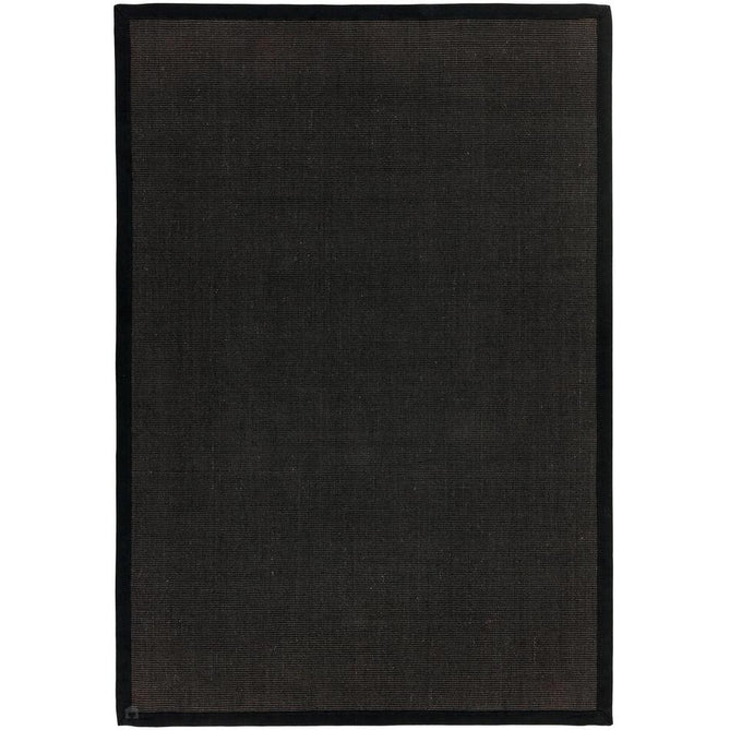 Sisal Modern Plain Cotton Border Natural-Fibre Ribbed Textured Flatweave Black/Black Runner-Asiatic Carpets-Rug Love - The Most Loved Rug Store