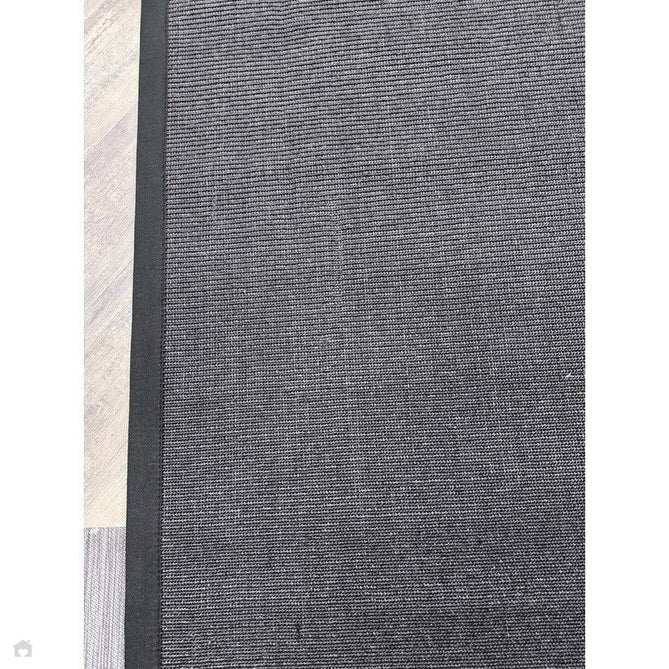 Sisal Modern Plain Cotton Border Natural-Fibre Ribbed Textured Flatweave Black/Black Runner-Asiatic Carpets-Rug Love - The Most Loved Rug Store