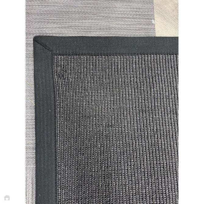 Sisal Modern Plain Cotton Border Natural-Fibre Ribbed Textured Flatweave Black/Black Runner-Asiatic Carpets-Rug Love - The Most Loved Rug Store