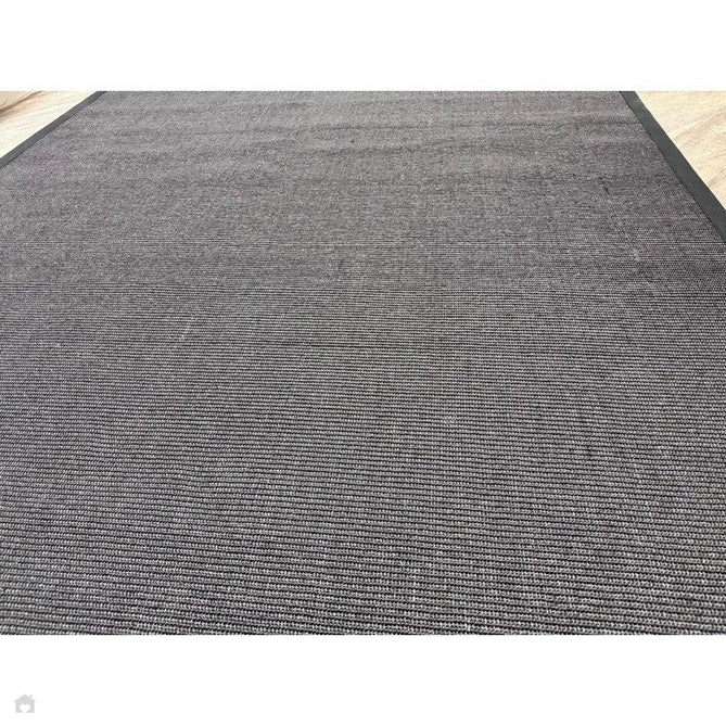 Sisal Modern Plain Cotton Border Natural-Fibre Ribbed Textured Flatweave Black/Black Runner-Asiatic Carpets-Rug Love - The Most Loved Rug Store