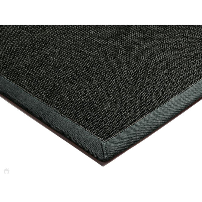 Sisal Modern Plain Cotton Border Natural-Fibre Ribbed Textured Flatweave Black/Steel Grey Rug-Asiatic Carpets-Rug Love - The Most Loved Rug Store