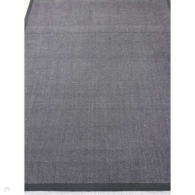 Sisal Modern Plain Cotton Border Natural-Fibre Ribbed Textured Flatweave Black/Steel Grey Rug-Asiatic Carpets-Rug Love - The Most Loved Rug Store