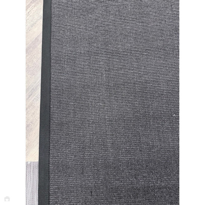 Sisal Modern Plain Cotton Border Natural-Fibre Ribbed Textured Flatweave Black/Steel Grey Rug-Asiatic Carpets-Rug Love - The Most Loved Rug Store