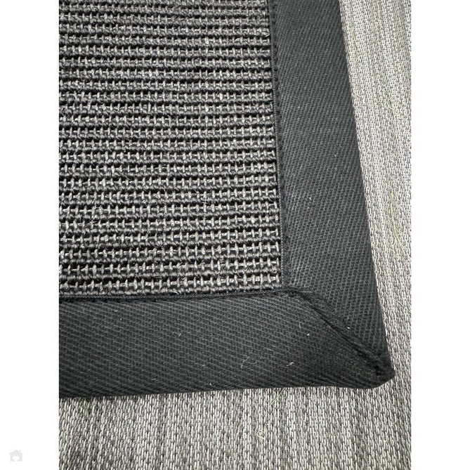 Sisal Modern Plain Cotton Border Natural-Fibre Ribbed Textured Flatweave Black/Steel Grey Rug-Asiatic Carpets-Rug Love - The Most Loved Rug Store
