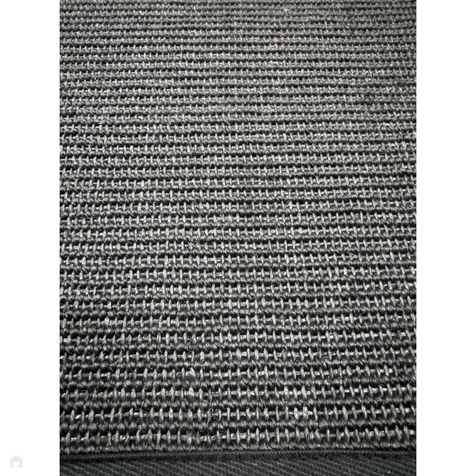 Sisal Modern Plain Cotton Border Natural-Fibre Ribbed Textured Flatweave Black/Steel Grey Rug-Asiatic Carpets-Rug Love - The Most Loved Rug Store
