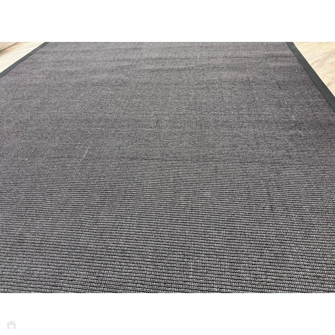 Sisal Modern Plain Cotton Border Natural-Fibre Ribbed Textured Flatweave Black/Steel Grey Rug-Asiatic Carpets-Rug Love - The Most Loved Rug Store