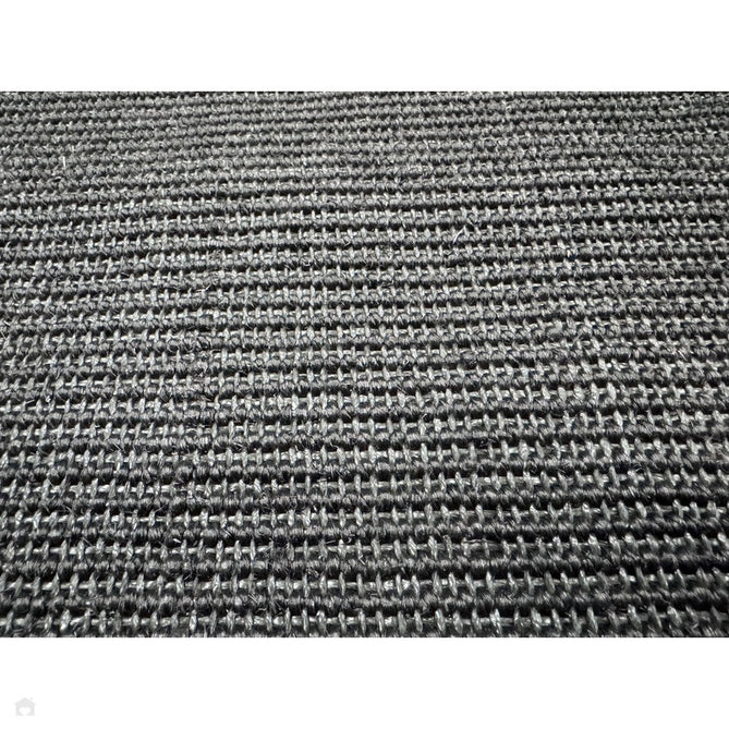 Sisal Modern Plain Cotton Border Natural-Fibre Ribbed Textured Flatweave Black/Steel Grey Rug-Asiatic Carpets-Rug Love - The Most Loved Rug Store