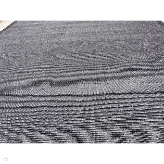 Sisal Modern Plain Cotton Border Natural-Fibre Ribbed Textured Flatweave Black/Steel Grey Rug-Asiatic Carpets-Rug Love - The Most Loved Rug Store