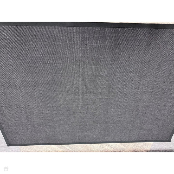 Sisal Modern Plain Cotton Border Natural-Fibre Ribbed Textured Flatweave Black/Steel Grey Rug-Asiatic Carpets-Rug Love - The Most Loved Rug Store