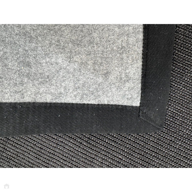 Sisal Modern Plain Cotton Border Natural-Fibre Ribbed Textured Flatweave Black/Steel Grey Rug-Asiatic Carpets-Rug Love - The Most Loved Rug Store