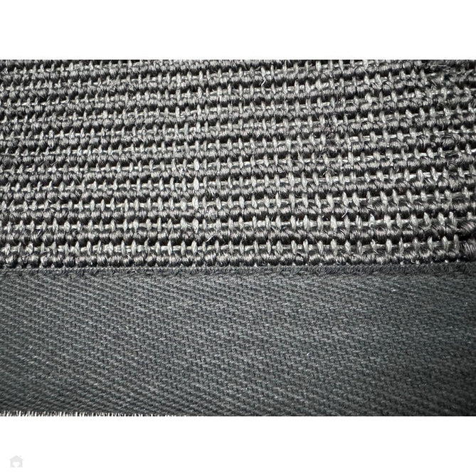 Sisal Modern Plain Cotton Border Natural-Fibre Ribbed Textured Flatweave Black/Steel Grey Rug-Asiatic Carpets-Rug Love - The Most Loved Rug Store