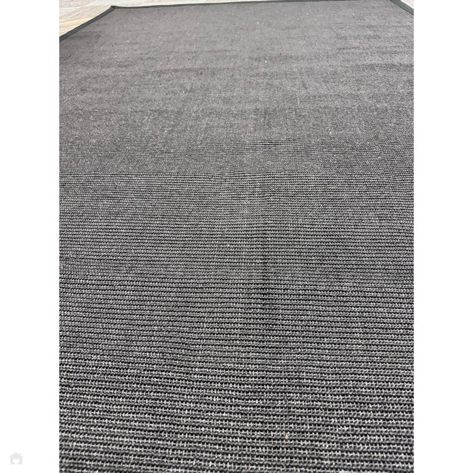 Sisal Modern Plain Cotton Border Natural-Fibre Ribbed Textured Flatweave Black/Steel Grey Rug-Asiatic Carpets-Rug Love - The Most Loved Rug Store