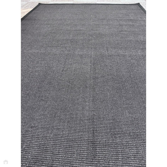 Sisal Modern Plain Cotton Border Natural-Fibre Ribbed Textured Flatweave Black/Steel Grey Rug-Asiatic Carpets-Rug Love - The Most Loved Rug Store