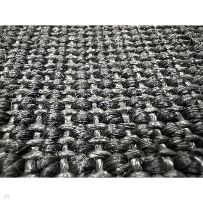Sisal Modern Plain Cotton Border Natural-Fibre Ribbed Textured Flatweave Black/Steel Grey Rug-Asiatic Carpets-Rug Love - The Most Loved Rug Store