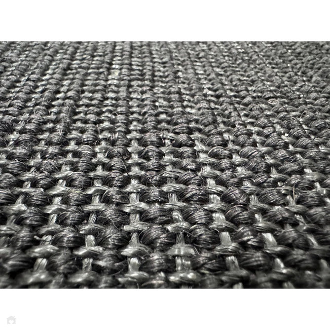 Sisal Modern Plain Cotton Border Natural-Fibre Ribbed Textured Flatweave Black/Steel Grey Rug-Asiatic Carpets-Rug Love - The Most Loved Rug Store