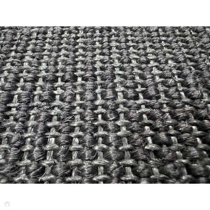 Sisal Modern Plain Cotton Border Natural-Fibre Ribbed Textured Flatweave Black/Steel Grey Rug-Asiatic Carpets-Rug Love - The Most Loved Rug Store