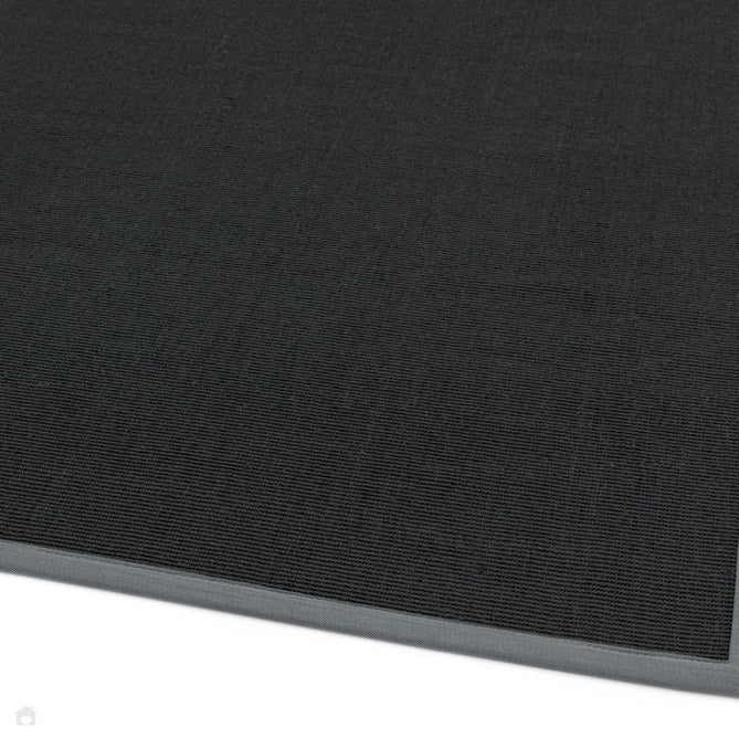 Sisal Modern Plain Cotton Border Natural-Fibre Ribbed Textured Flatweave Black/Steel Grey Rug-Asiatic Carpets-Rug Love - The Most Loved Rug Store