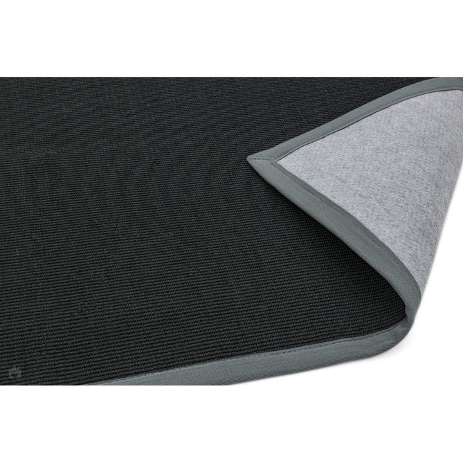 Sisal Modern Plain Cotton Border Natural-Fibre Ribbed Textured Flatweave Black/Steel Grey Rug-Asiatic Carpets-Rug Love - The Most Loved Rug Store
