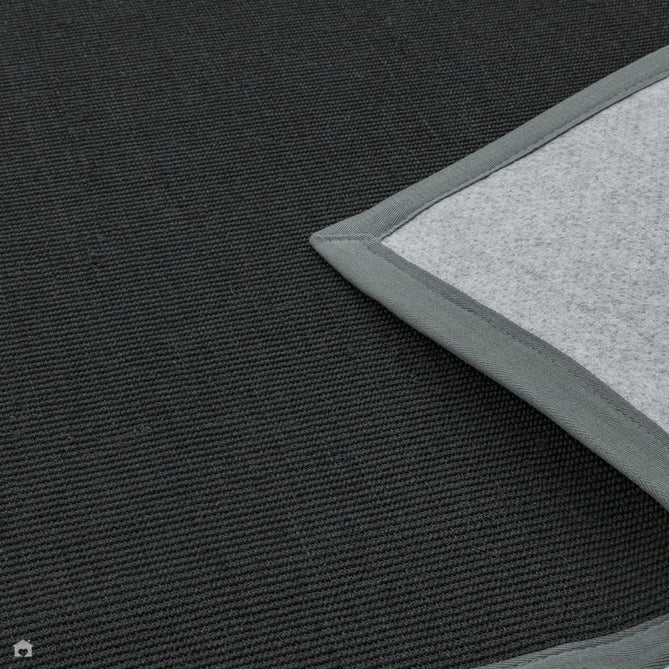 Sisal Modern Plain Cotton Border Natural-Fibre Ribbed Textured Flatweave Black/Steel Grey Runner-Asiatic Carpets-Rug Love - The Most Loved Rug Store