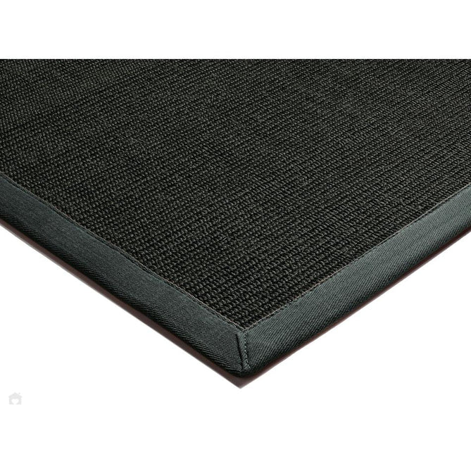 Sisal Modern Plain Cotton Border Natural-Fibre Ribbed Textured Flatweave Black/Steel Grey Runner-Asiatic Carpets-Rug Love - The Most Loved Rug Store
