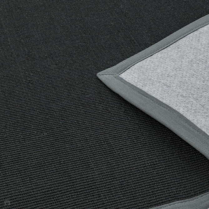 Sisal Modern Plain Cotton Border Natural-Fibre Ribbed Textured Flatweave Black/Steel Grey Runner-Asiatic Carpets-Rug Love - The Most Loved Rug Store