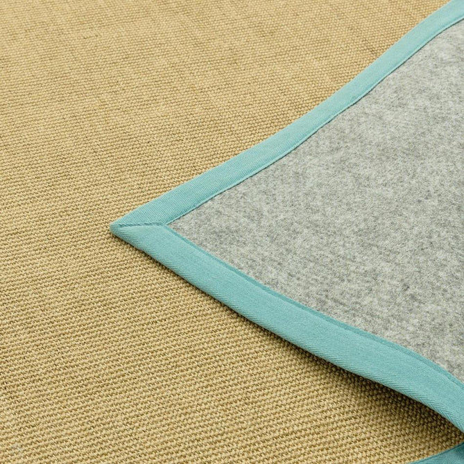 Sisal Modern Plain Cotton Border Natural-Fibre Ribbed Textured Flatweave Natural/Aqua Blue Rug-Asiatic Carpets-Rug Love - The Most Loved Rug Store