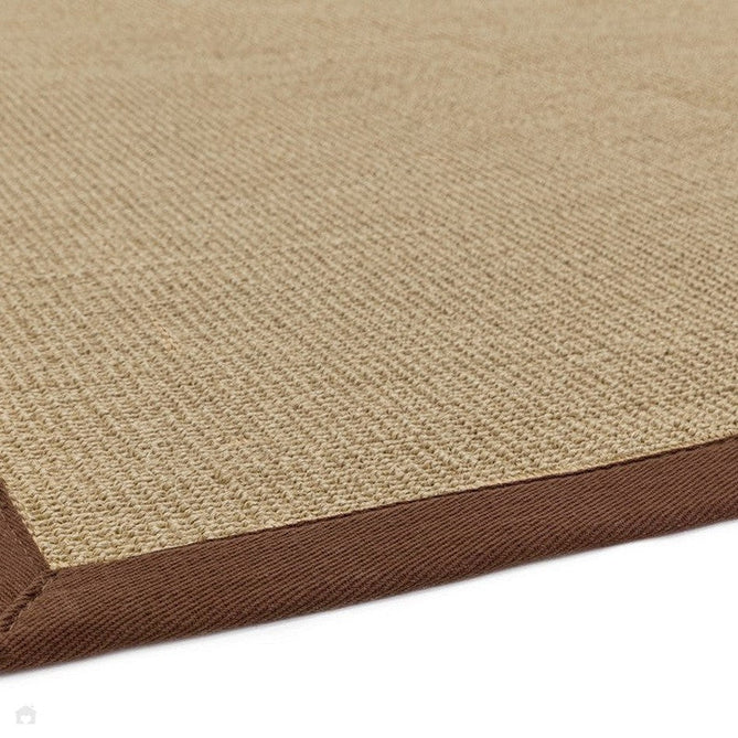 Sisal Modern Plain Cotton Border Natural-Fibre Ribbed Textured Flatweave Natural/Chocolate Rug-Asiatic Carpets-Rug Love - The Most Loved Rug Store