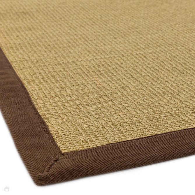 Sisal Modern Plain Cotton Border Natural-Fibre Ribbed Textured Flatweave Natural/Chocolate Rug-Asiatic Carpets-Rug Love - The Most Loved Rug Store