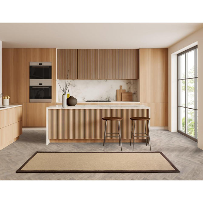 Sisal Modern Plain Cotton Border Natural-Fibre Ribbed Textured Flatweave Natural/Chocolate Rug-Asiatic Carpets-Rug Love - The Most Loved Rug Store