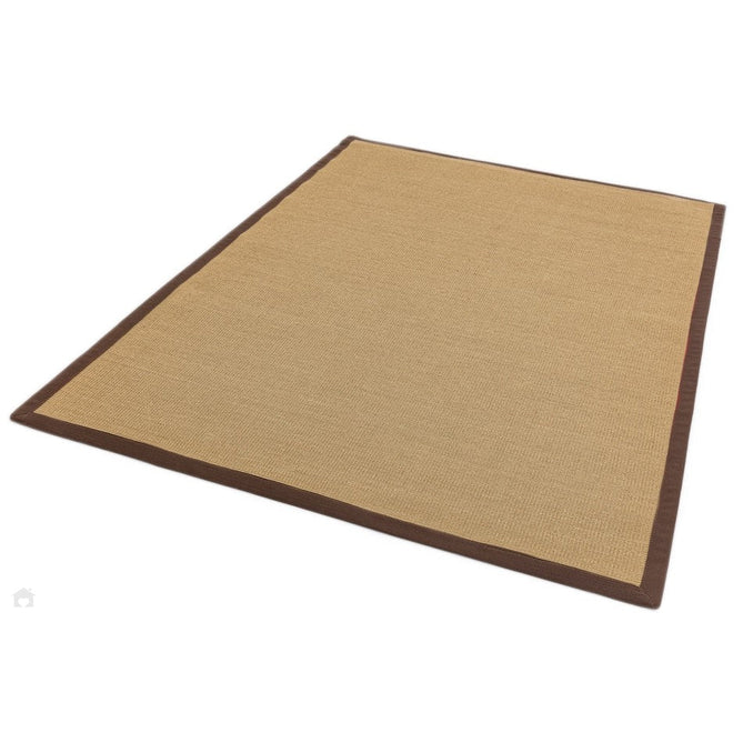 Sisal Modern Plain Cotton Border Natural-Fibre Ribbed Textured Flatweave Natural/Chocolate Rug-Asiatic Carpets-Rug Love - The Most Loved Rug Store